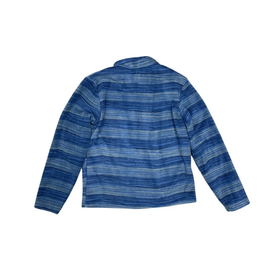 Eddie Bauer Youth Kids Size M 10-12 Long Sleeve Striped Blue Fleece Jacket
